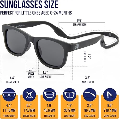 Miniatura 4 de Gafas de sol polarizadas para bebé con correa, lentes de sol flexibles irrompibles para bebés recién nacidos de 0 a 24 meses