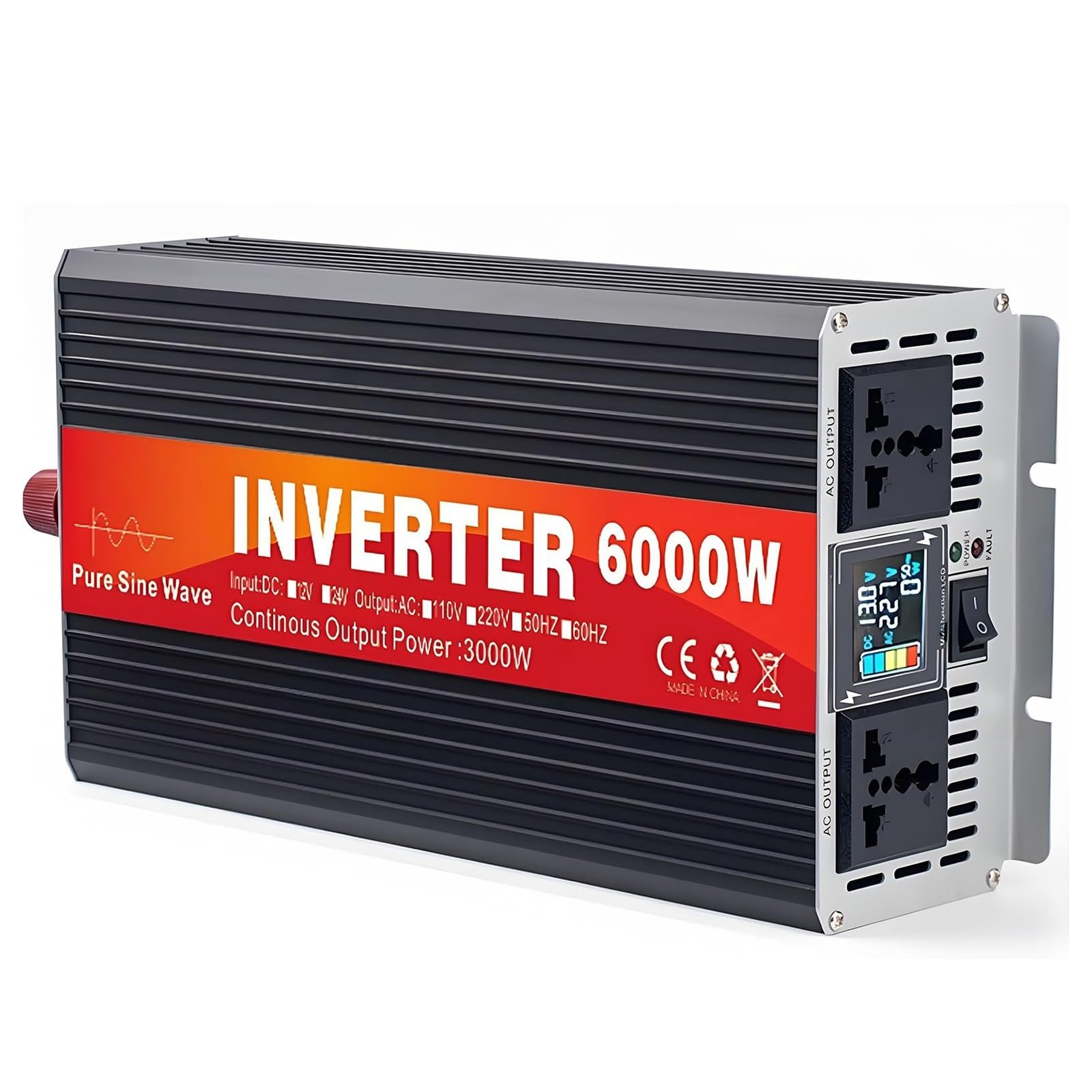 Inverter Onda Sinusoidale Pura, Inverter Auto E Trasformatore Domestico | Prese Ca E Display Lcd, Inverter 60V Cc A Ca A Onda Sinusoidale Pura, Inverter Collegabili In Parallelo(6000W)