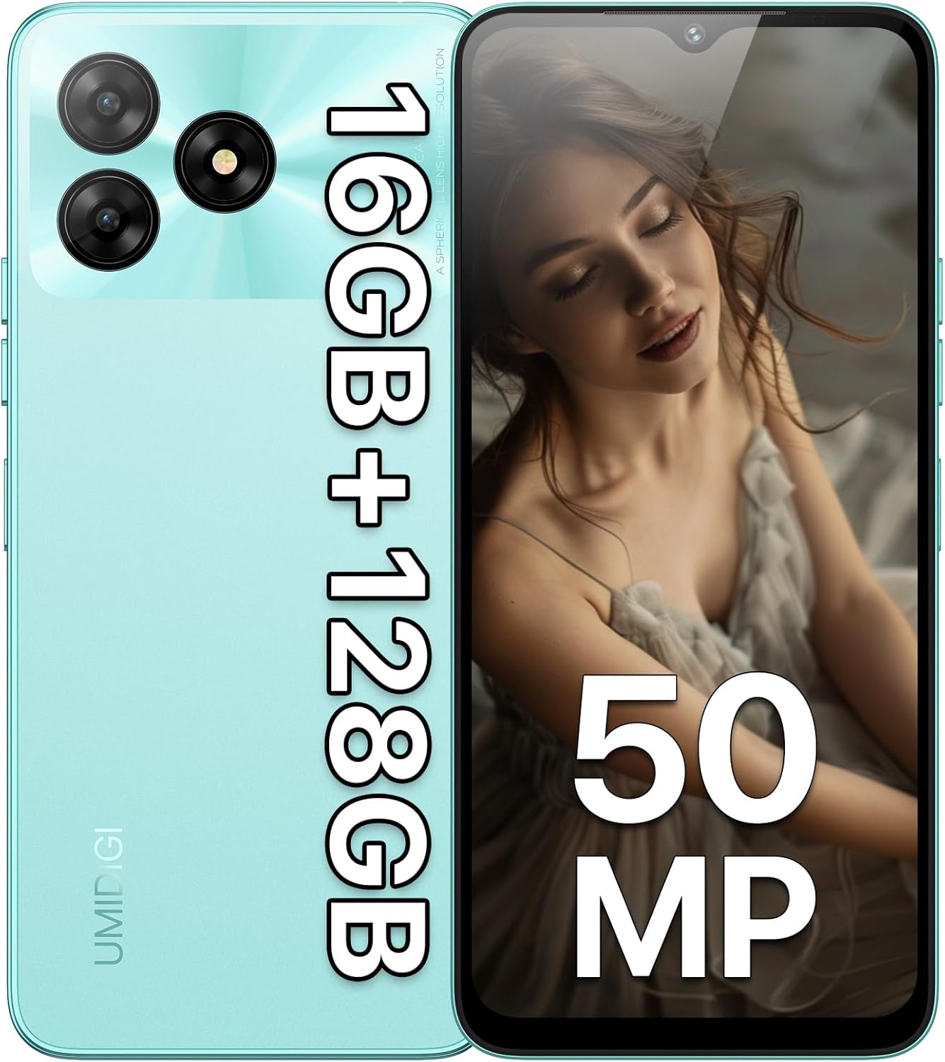 UMIDIGI G5 Android 13 Smartphone, 5000mAh 8+128GB/TF 1TB Expand, Ultra-Slim 6.6" Screen, 50MP AI Camera, Fingerprint/Face Unlocked 4G Dual SIM Mobile Phone