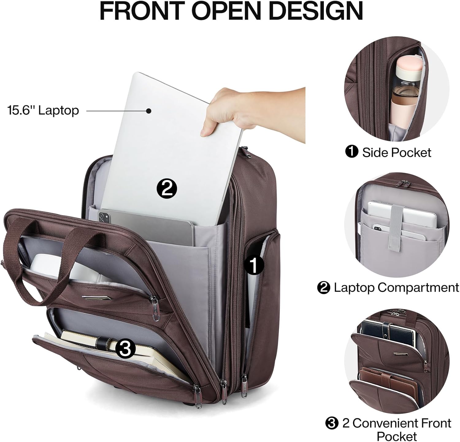 Hanke 16 Inch Underseat Carry On Luggage With Wheels, Small Rolling Suitcase Lightweight Under Seat Carry On Bag, Airline Approved Personal Item Overnight Softside Travel Luggage Bag,Coffee - Image 5