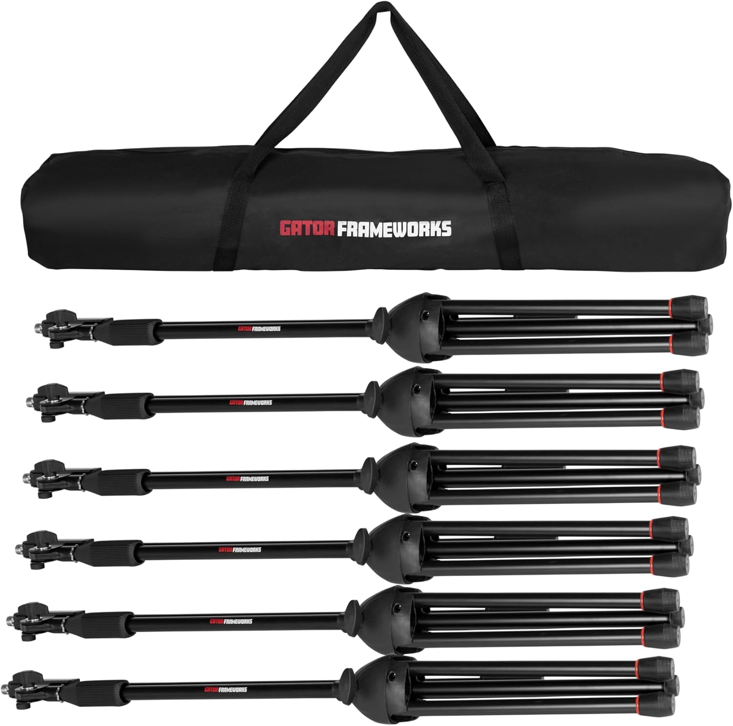 Gator Frameworks Lightweight Microphone Boom Stand 6-pack with Carry Bag (GFW-MIC-6PACKBG)