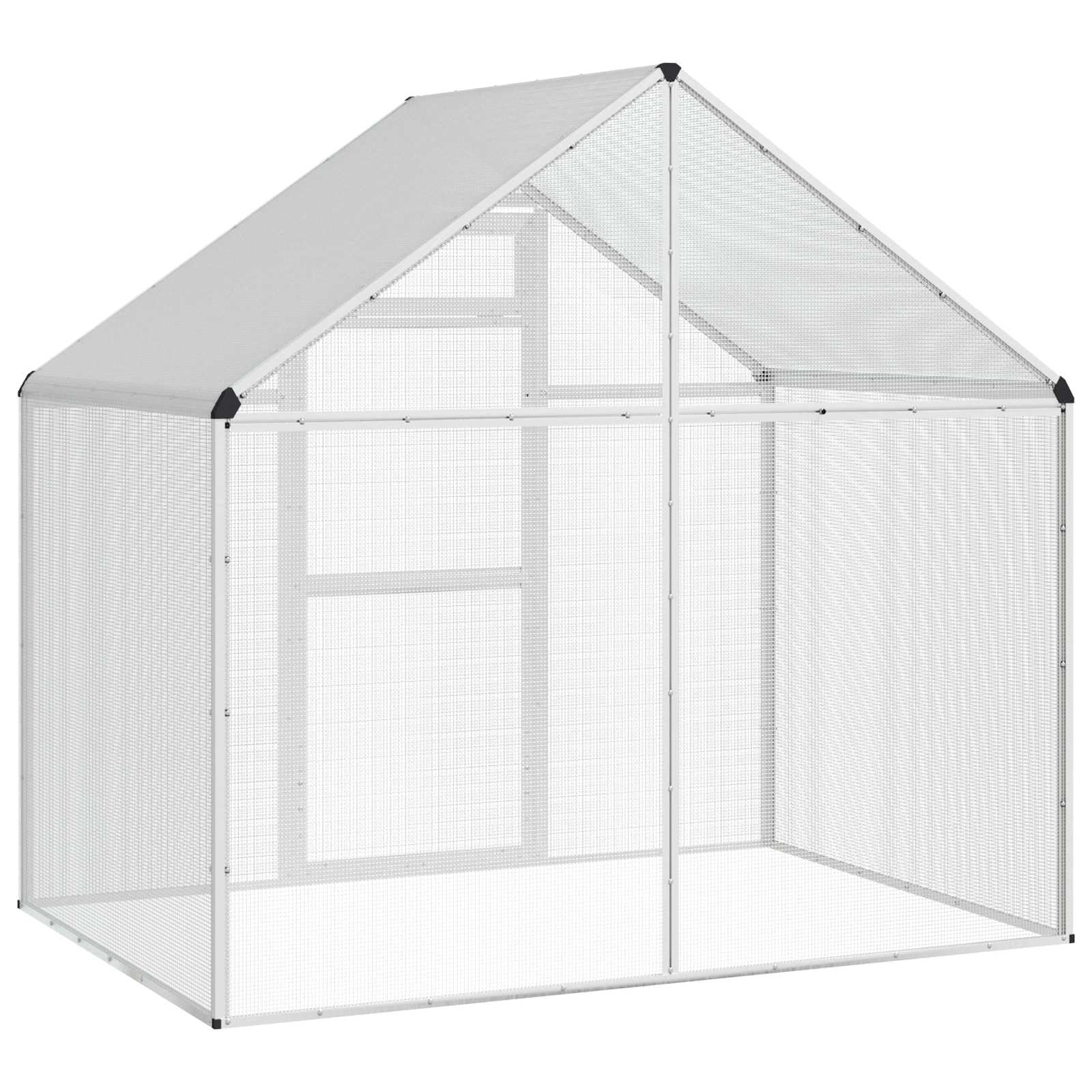 Mangloder Vogelkäfig Silber aus geschweißtem Drahtgewebe, Voliere 181,5 x 110,5 x 173,5 cm mit Schloss und Fenster, für Garten Balkon Außenbereich, Schutz für Wellensittich und Papagei