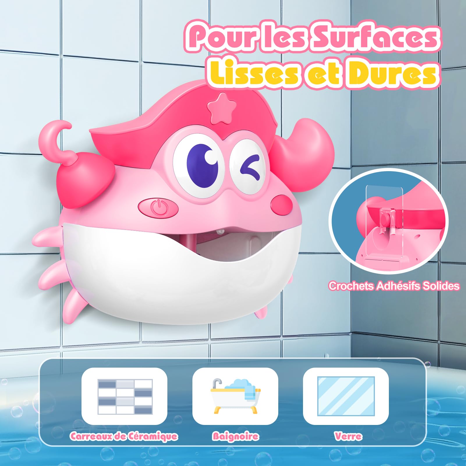iKidiki Crabe Tummy Time - Jeux de bain pour enfants de 1 à 5 ans - Jouets de baignoire, cadeau d'anniversaire pour bébé