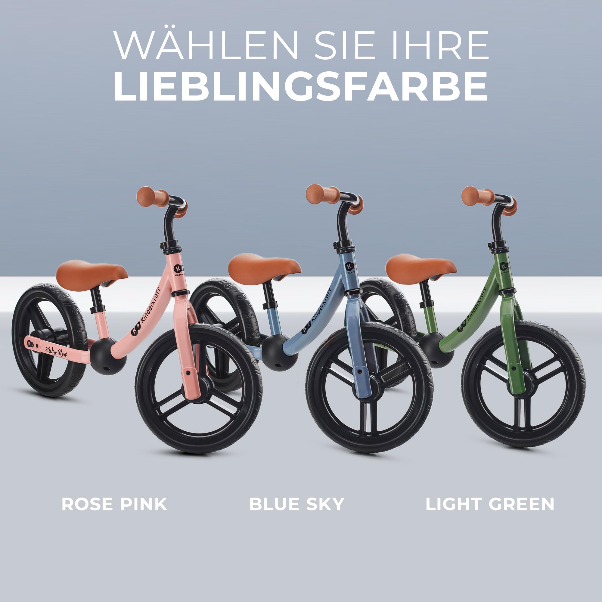 Kinderkraft 2WAY Next Laufrad ab 2 Jahre, Licht Lauflernrad, Kinder fahrader, 12 Zoll Räder, Höhenverstellbar Sattel und Lenker, Einfache Montage, Begrenzter Lenkeinschlag, Gummigriffe, Rosa