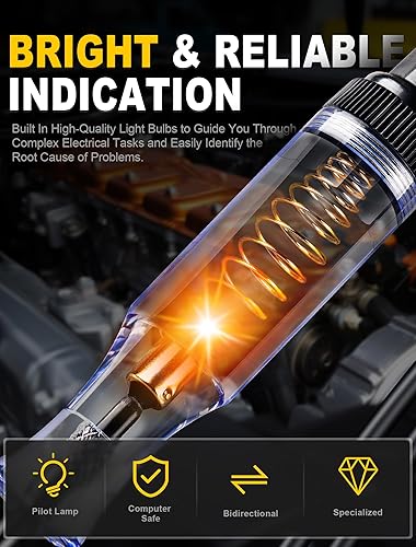 Miniatura 3 de Luz de prueba automotora, probador de circuito de 6V-12V-24V con luz para voltaje de continuidad, probador eléctrico de fusibles eléctricos, mango