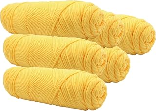 XYWGBMS Acrylic Crochet & Knitting Yarn Kit for Beginners,8-Ply Chunky Yarn for Tufting Gun,Hand-Knitting Scarves and Hats,Rug Making Thread,3.5 Ounces Per Skein,109 Yard Le,Chicken yellow-6pc/21.1oz