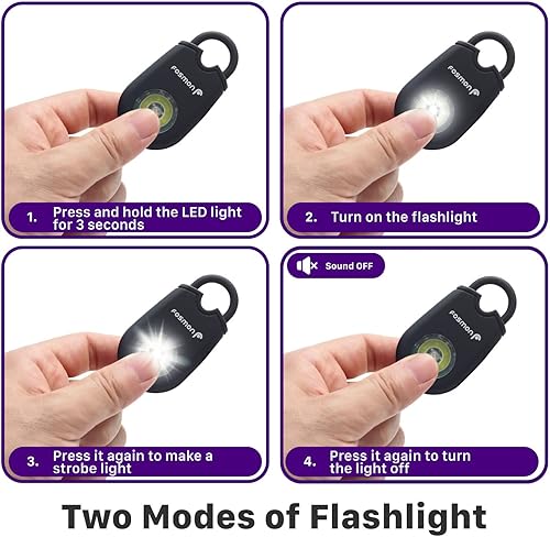 Miniatura 4 de Fosmon Alarma personal para mujeres, llavero de protección de autodefensa, sirena de sonido de seguridad de 125 dB con luz estroboscópica LED,