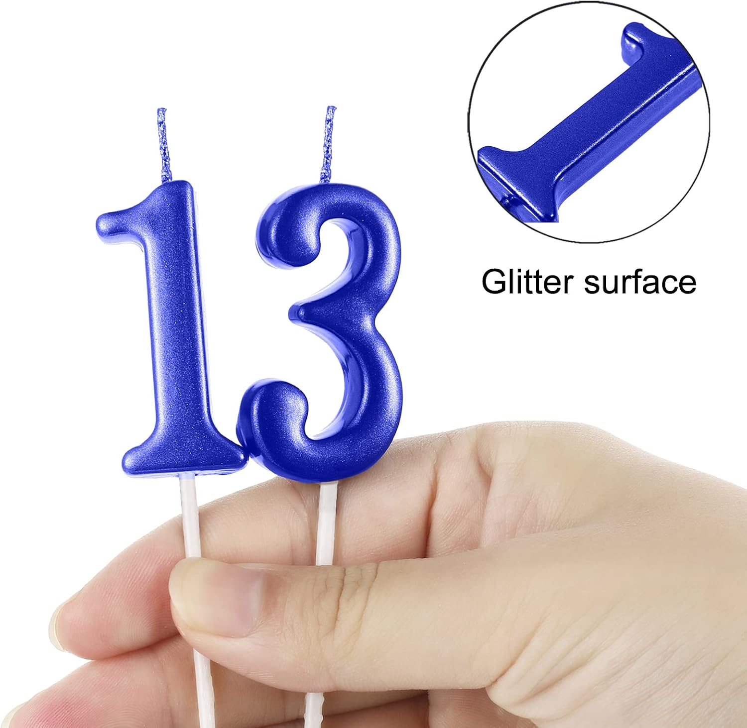 13 Birthday Candle Numeral Candles Blue Cake Topper