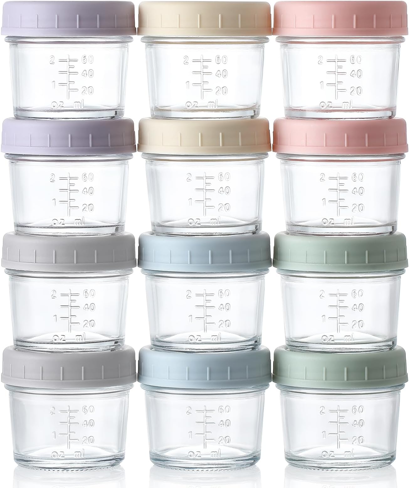 VITEVER 12Pack Glass Baby Food Storage Containers - 4 oz Baby Food Storage Jars With Lids, Baby Food Maker, Microwave, Dishwasher & Freezer Safe