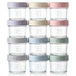 VITEVER 12Pack Glass Baby Food Storage Containers - 4 oz Baby Food Storage Jars With Lids, Baby Food Maker, Microwave, Dishwasher & Freezer Safe