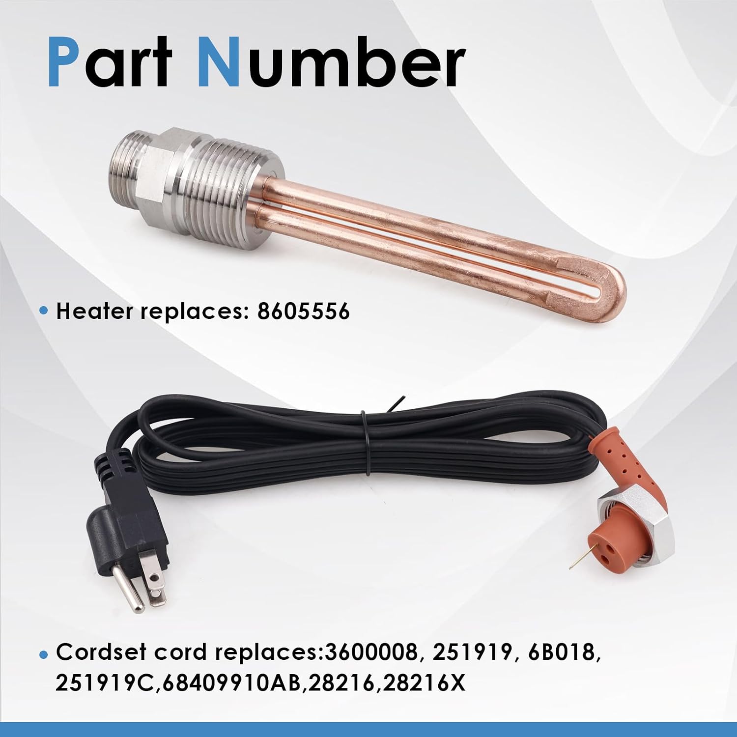 8605556 Engine Block Immersion Heater Compatible with Caterpillar 3406 3408 C9 C15 for Detroit Diesel 50 60 for Navistar for International V800 for Perkins 640, 120V 1500W w/Cordset Cord