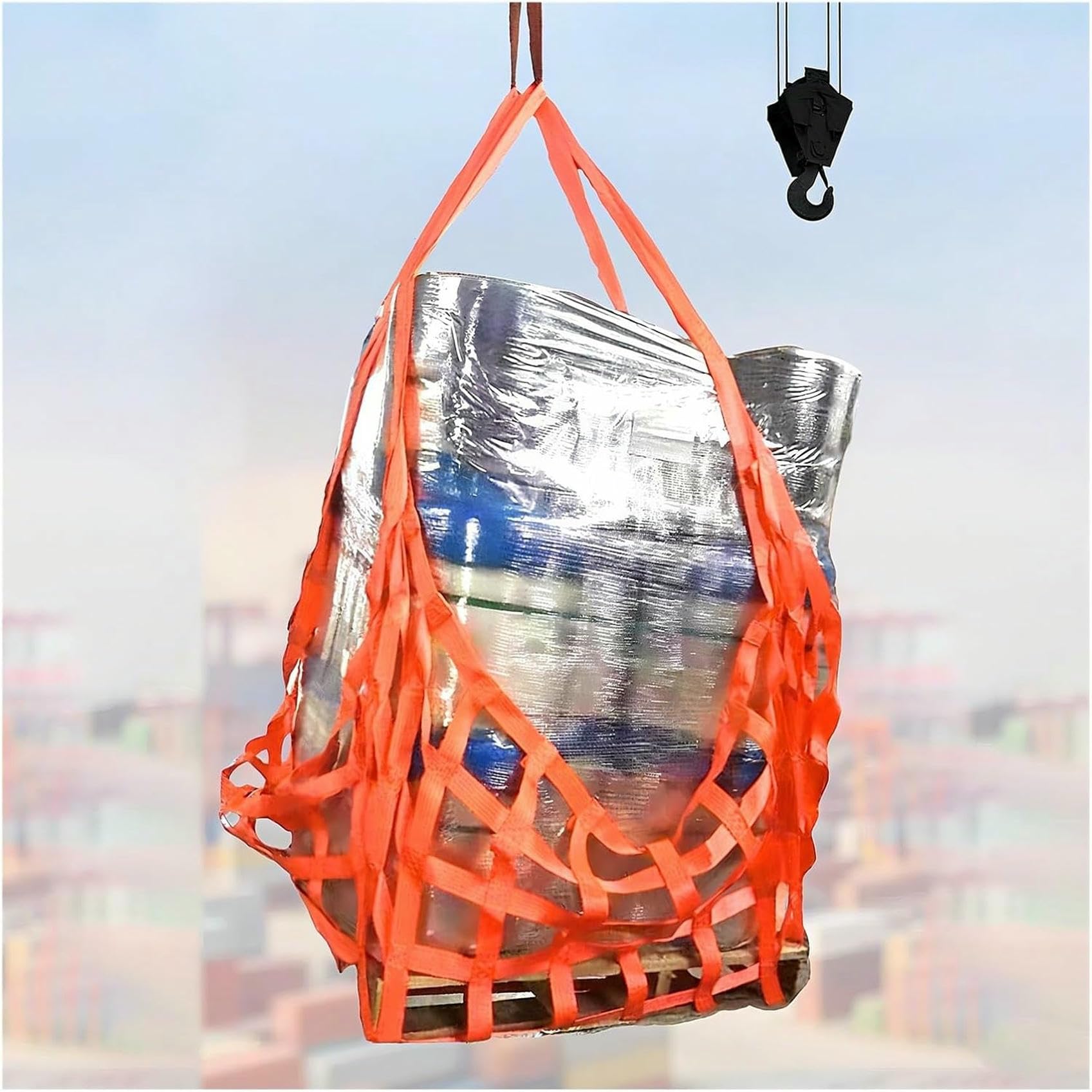 Generisch Lastenaufhängenetz – Flaches Nylon-Hebenetz mit verstärkten Gurten für BAU- und Hebearbeiten sowie zum Transportieren, Abschleppen und Heben von Arbeitsgeräten (Orange, 1 m / 3,3 ft (500 kg