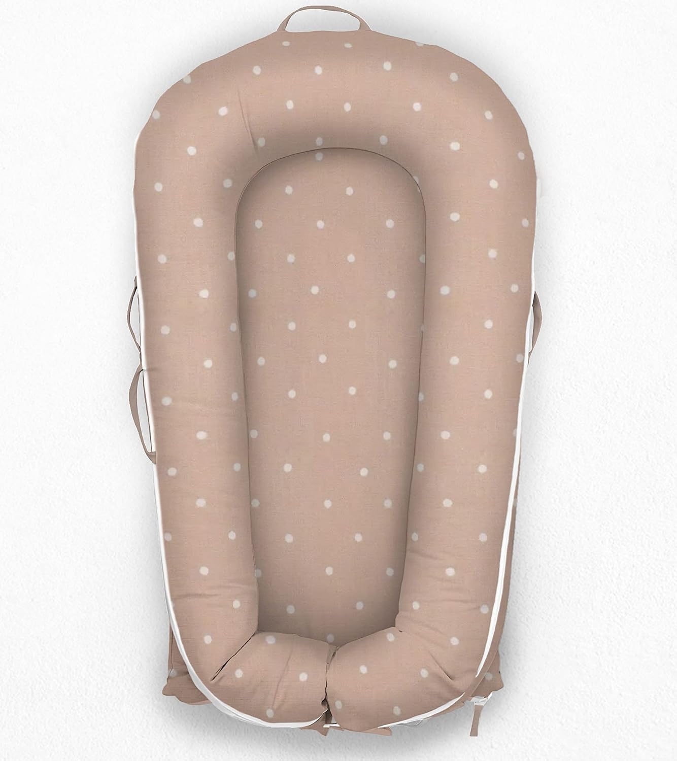 Newborn Lounger Cover for DockATot Deluxe | 100% Cotton Baby Lounger Extra Cover Hypoallergenic Infant Baby Nest Replacement Cover for DockATot Deluxe+ (Cover Only) Beige dots (Grand)