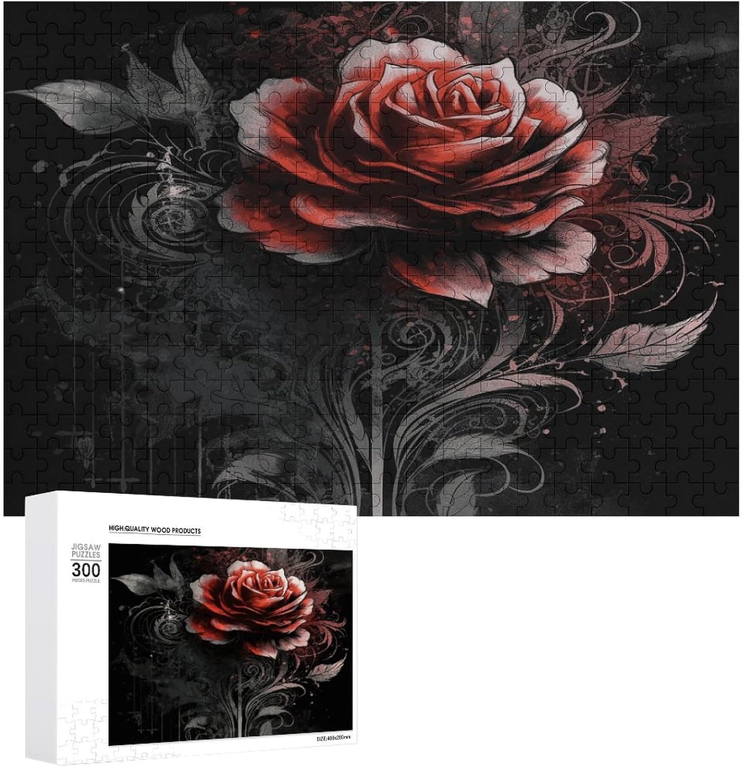 Wooden Puzzle for Adults, Suitable for Home Use, Flat Rose Printed, Perfect Match
