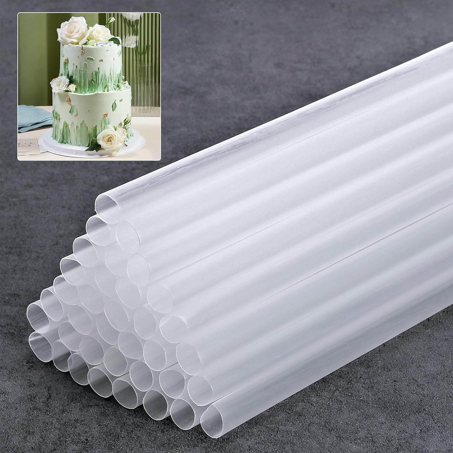 MUXHEL 200PCS Plastic Cake Dowels 24 Cm/9.5 Inch White Cake Dowels For Tiered Cakes Reusable Cake Dowel Rods Cake Support For Tiered Cake Construction And Stacking Support