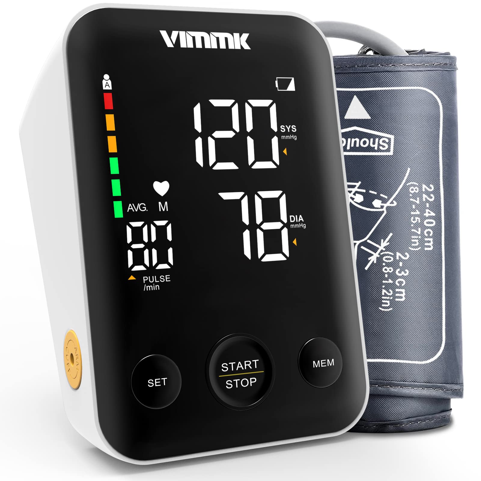 Blood Pressure Monitor Large Cuff, Vimmk Upper Arm Blood Pressure Machines for Home Use Accurate BP Cuff LED Backlight Display Heart Rate Detection 2x120 Records, Cuff 22-40cm