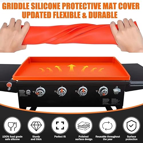 Miniatura 8 de Alfombrilla de silicona para parrilla Blackstone de 17 pulgadas, de pared alta y completa, resistente, de grado alimenticio, alfombrilla de