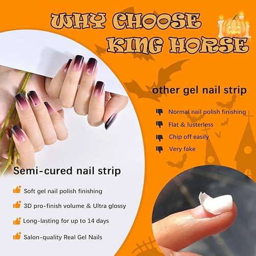 Miniatura 7 de Calcomanías de uñas de gel semicuradas para Navidad, 24 unidades, de larga duración, calidad de salón, tiras de uñas de gel semicuradas UV para