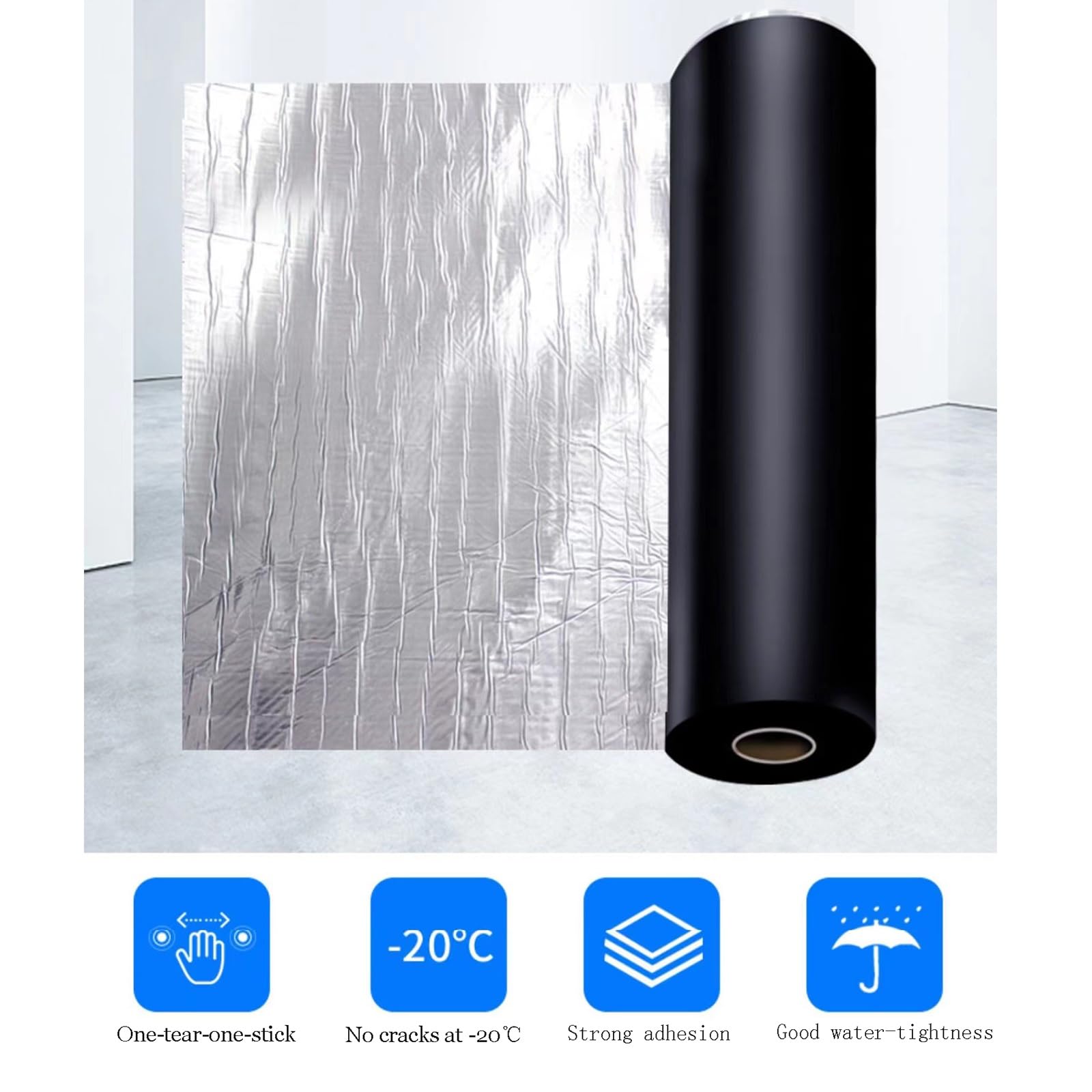 Cinta de Reparación de Betún de Papel de Aluminio，Material asfáltico Flexible for techos, for tuberías, Metal, toldos de autocaravanas, goteras y Sellado de Ventanas(THK1.2mm/W1*L3m)