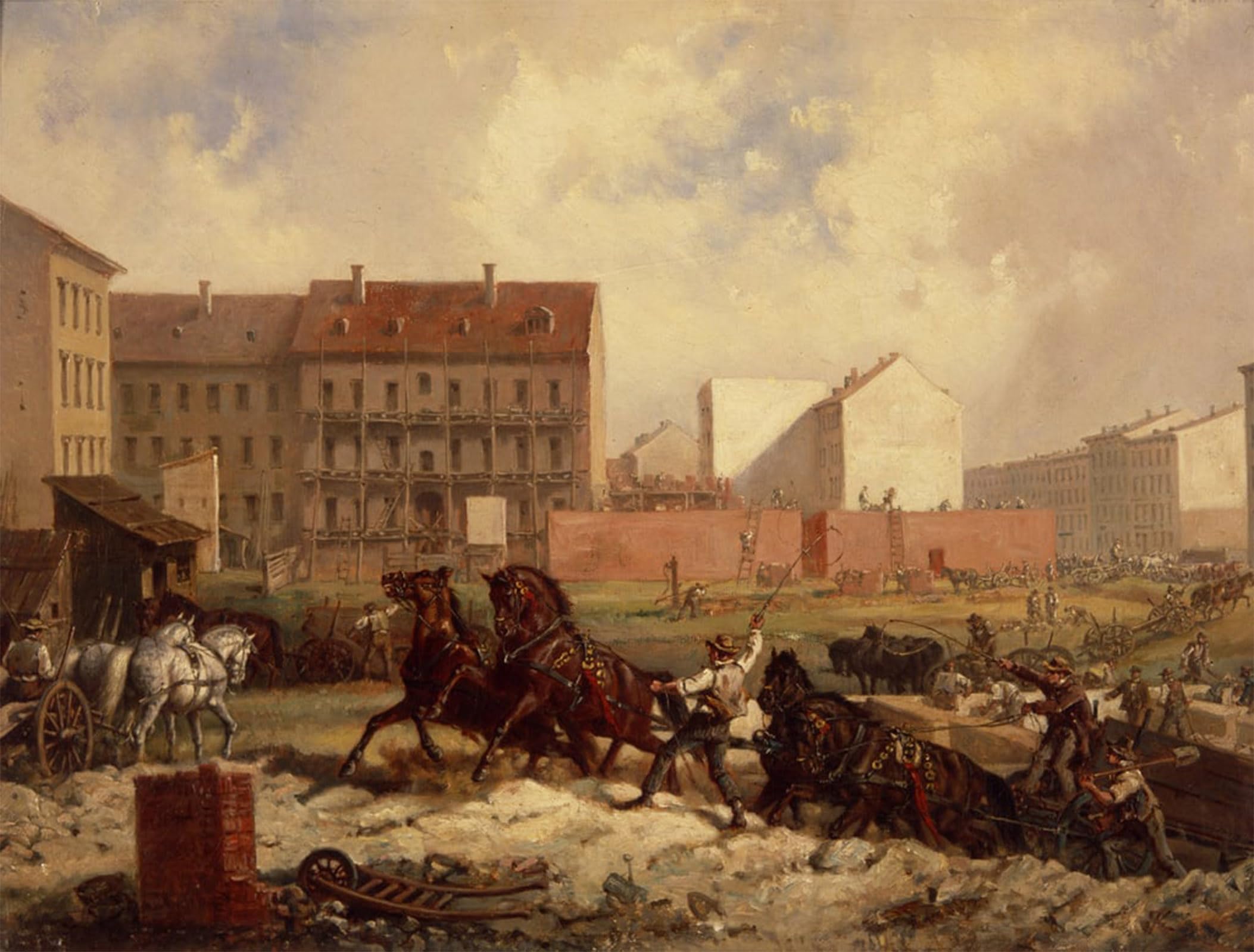 SERENDIPITP Retro Picture Poster Wall Art Pictures Painting Construction of the Grenadierstrasse by Friedrich Kaiser Wall Art Canvas Print for Wall Decor 60x90cm
