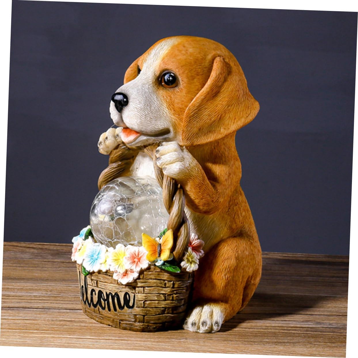 Flower Solar Lights Outdoor Dog Decor Resin Craft Garden Decor Solar Light Adornment Resin Artware for Home