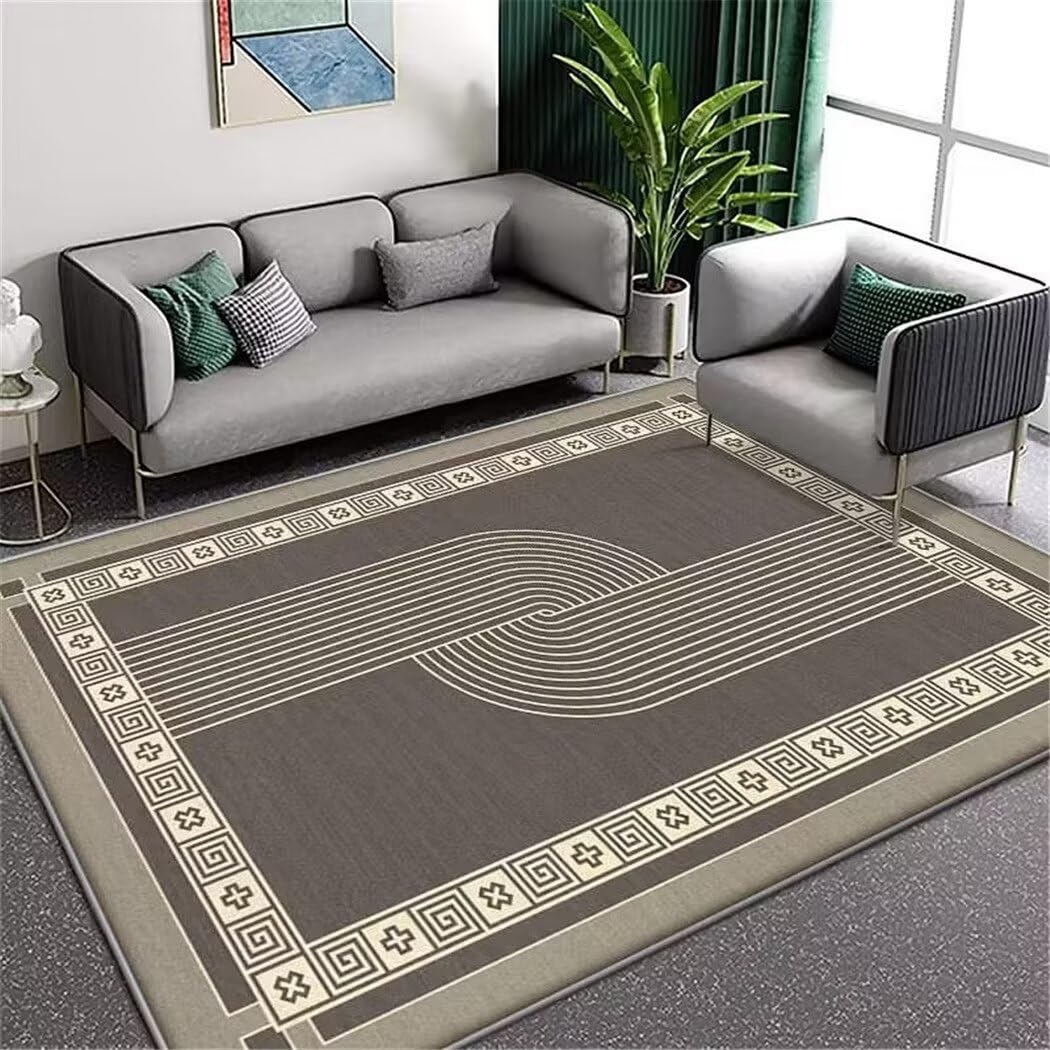 Tapis Poils Ras Salon Tapis Gris Rectangulaire pour Salle À Manger, Chambre À Coucher, Résistant Aux Taches Tapis pour Chambre 200X300Cm 6Ft 6.7''X9Ft 10.1''