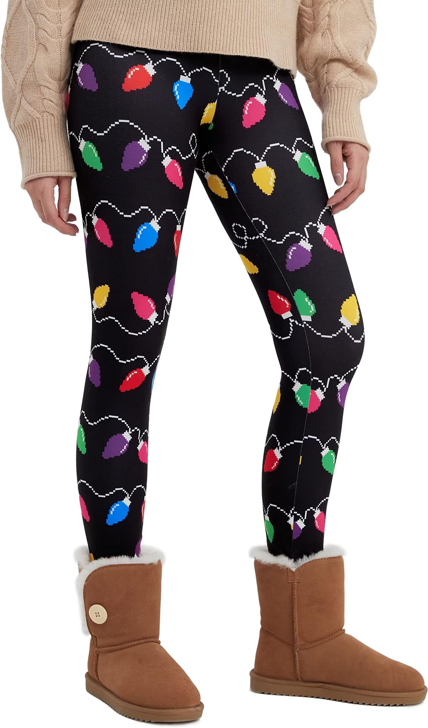 Women's Christmas Halloween Crossover Leggings High Waisted Buttery Soft Printed Tights 27"