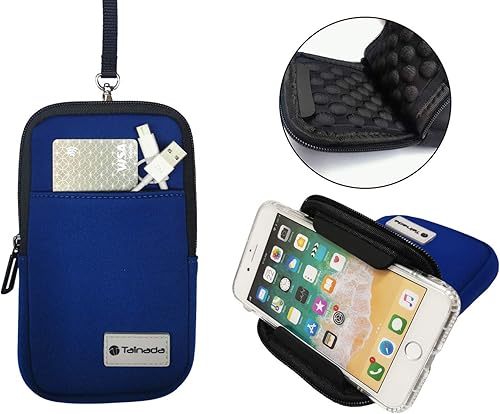 Tainada Funda universal de neopreno para hombres y mujeres, multiusos, a prueba de golpes, suave, con cremallera, bolsa para teléfono con mosquetón,