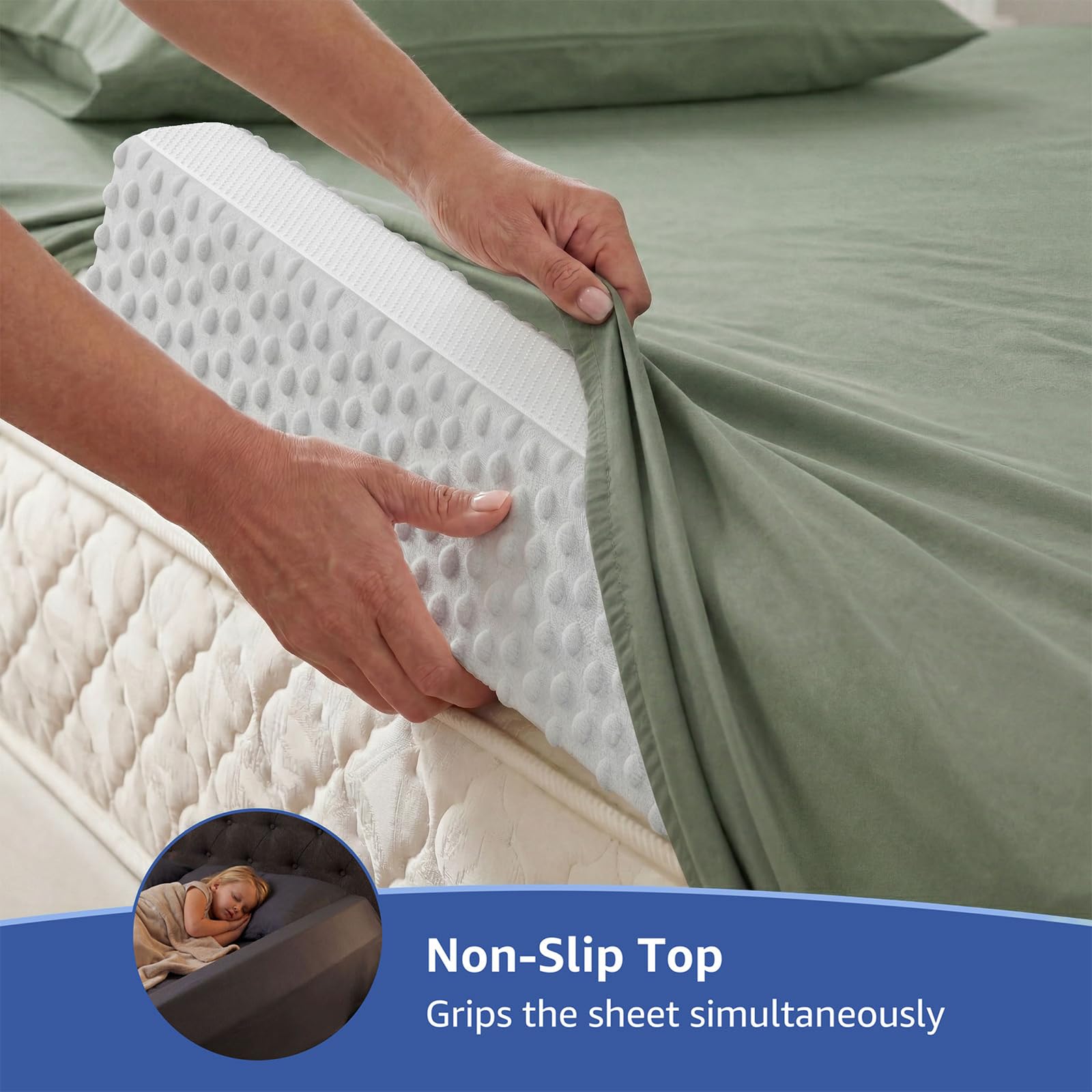 YENING Bed Bumpers for Toddlers with Strap Under Sheet Anti-Slip Foam Bed Bumper for Twin Full Queen King Kids Bed - 5