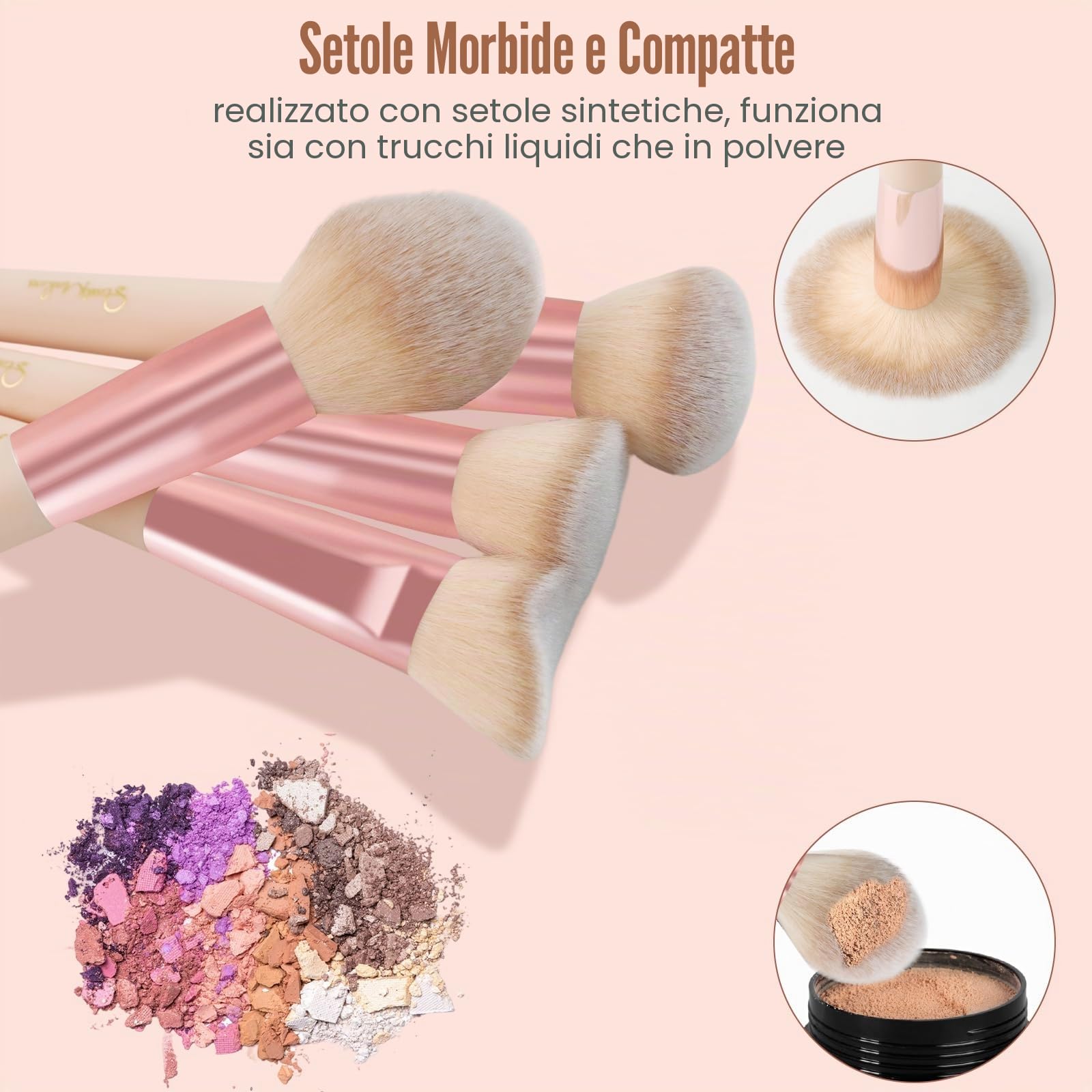 Start Makers Set Pennelli Trucco 36 Pezzi Professionale, Kit Trucco Completo con Spugnette, Cuscinetti, Borsetta e Accessori per Viso e Occhi