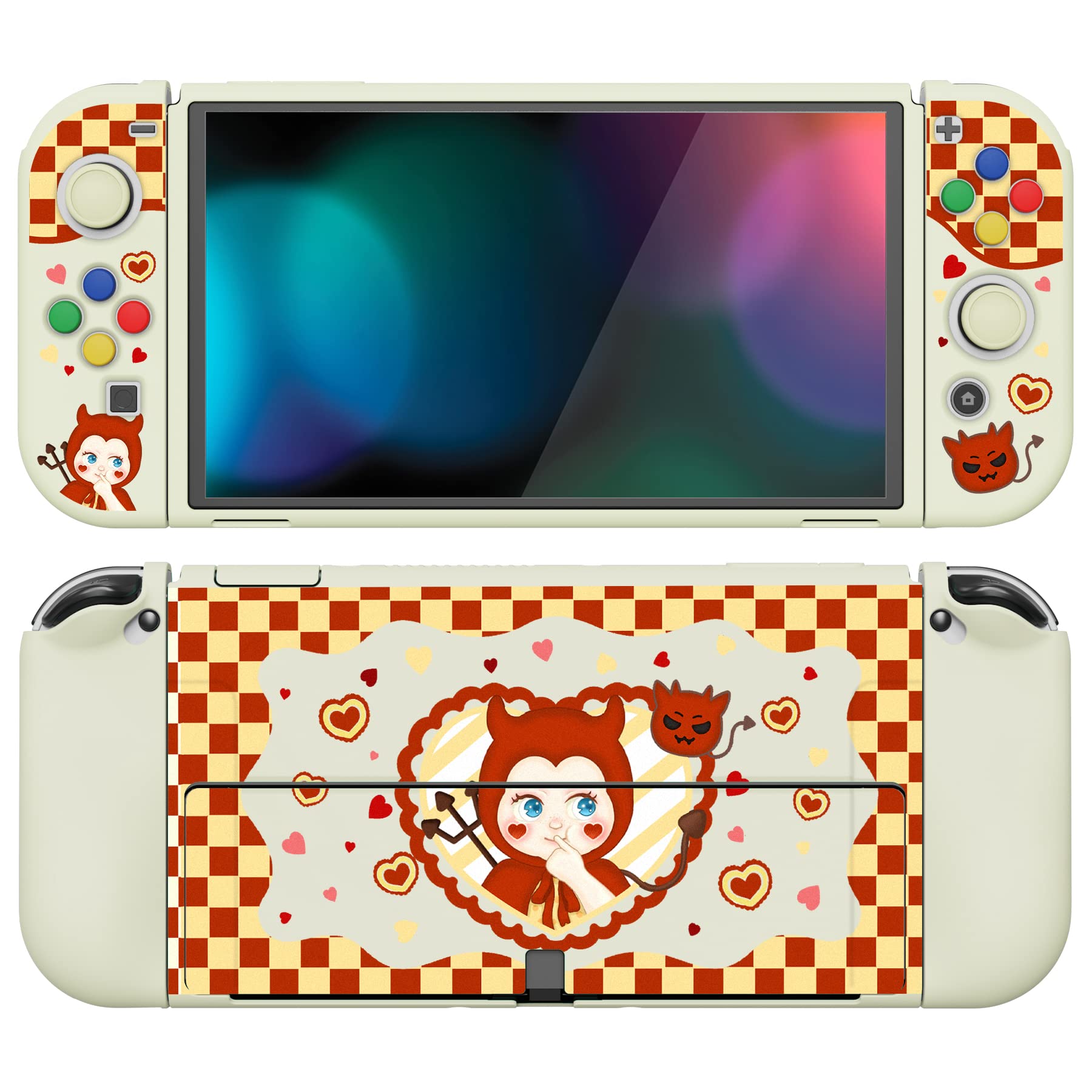 PlayVital Funda Suave para Nintendo Switch OLED - Carcasa Protectora Ergonómica para Joy-con, Grip Antideslizante con Tapas de Joysticks y Botones ABXY & Dirección (Gatos en Piscina) — view 19