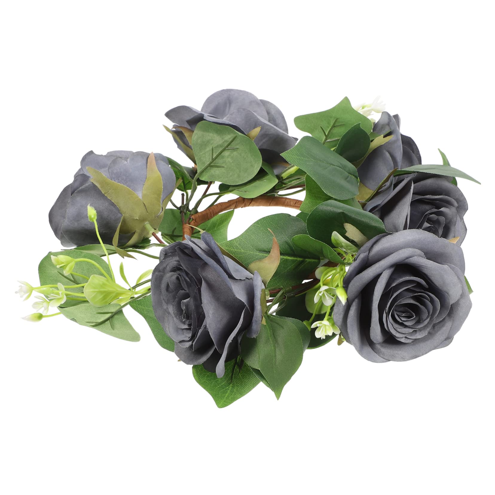 Ornament 3st Kerzengirlande Hochzeitslayout-Requisiten Kerzen Aus Künstlichen Blättern Mini-Blumenkranz Tischdekorationen Frühlingskerzenkranz Blumendekor Seidentuch Rosen Pflanze