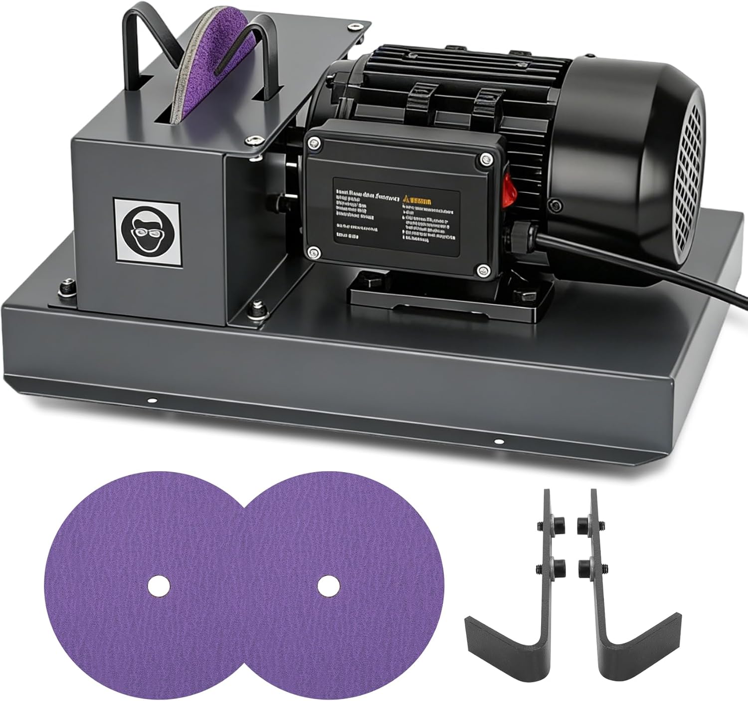 Lawn Mower Blade Sharpener – 1HP 750W Lawnmower Bench Grinder with 9-Inch Ceramic Grinding Wheel, a Pair of 60-Grit Ceramic Sandpaper, and 30°/40° Brackets for High/Low Lift, Gator & Flat Blades