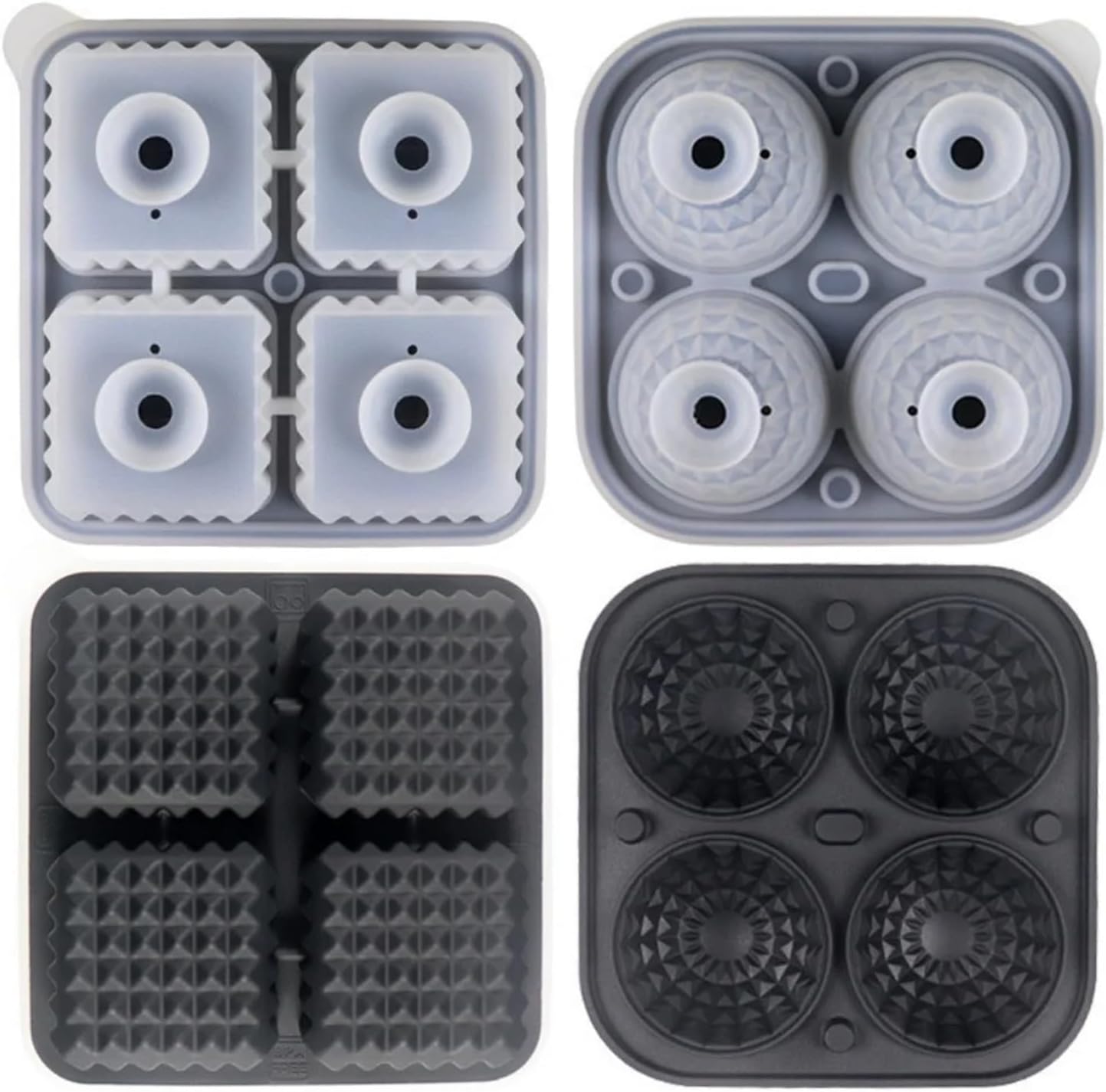 Silicone Ice Cube Mold Tray With Lid - Prism Ball Suitable For Whisky Cocktails, Juice, Etc. Cocktai(Black 2pcs)