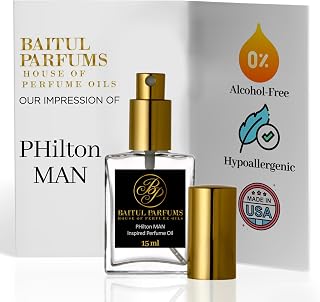 Comparable to P_Hilton Man Alcohol-Free Perfume Oil – 15ml Travel Size Sprayer Glass Bottle, Long Lasting Fragrance, 98% True-to-Scent, Clean Scent, Main Accords - Fruity, Floral, Citrus