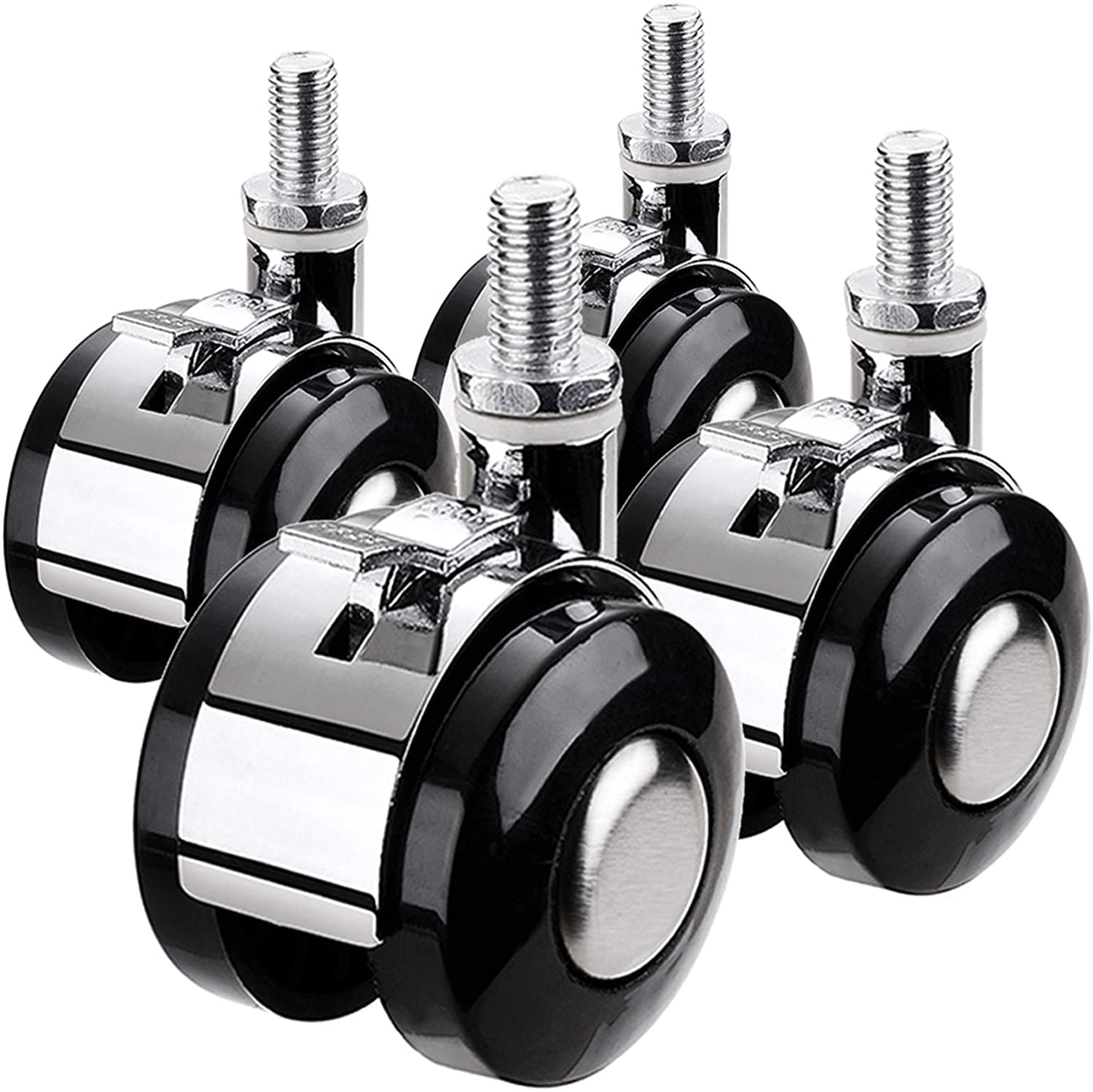 ACiyD Lenkrollen Heavy Duty 2 Zoll (50 mm) Lenkrollen mit Schwenkschaft und Bremse, 4 Stück, max. Belastung 60 kg, Schraube | M8*15mm |,Ersatzwagen Möbelrolle,Für Blumenregale/Babybett/Nachttisch/