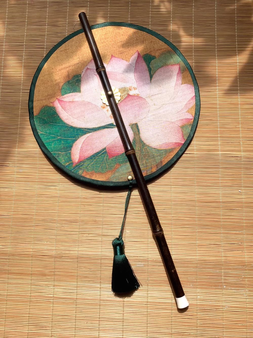 35cm Portable Waist Fan Foldable Purple Bamboo Summer Fan