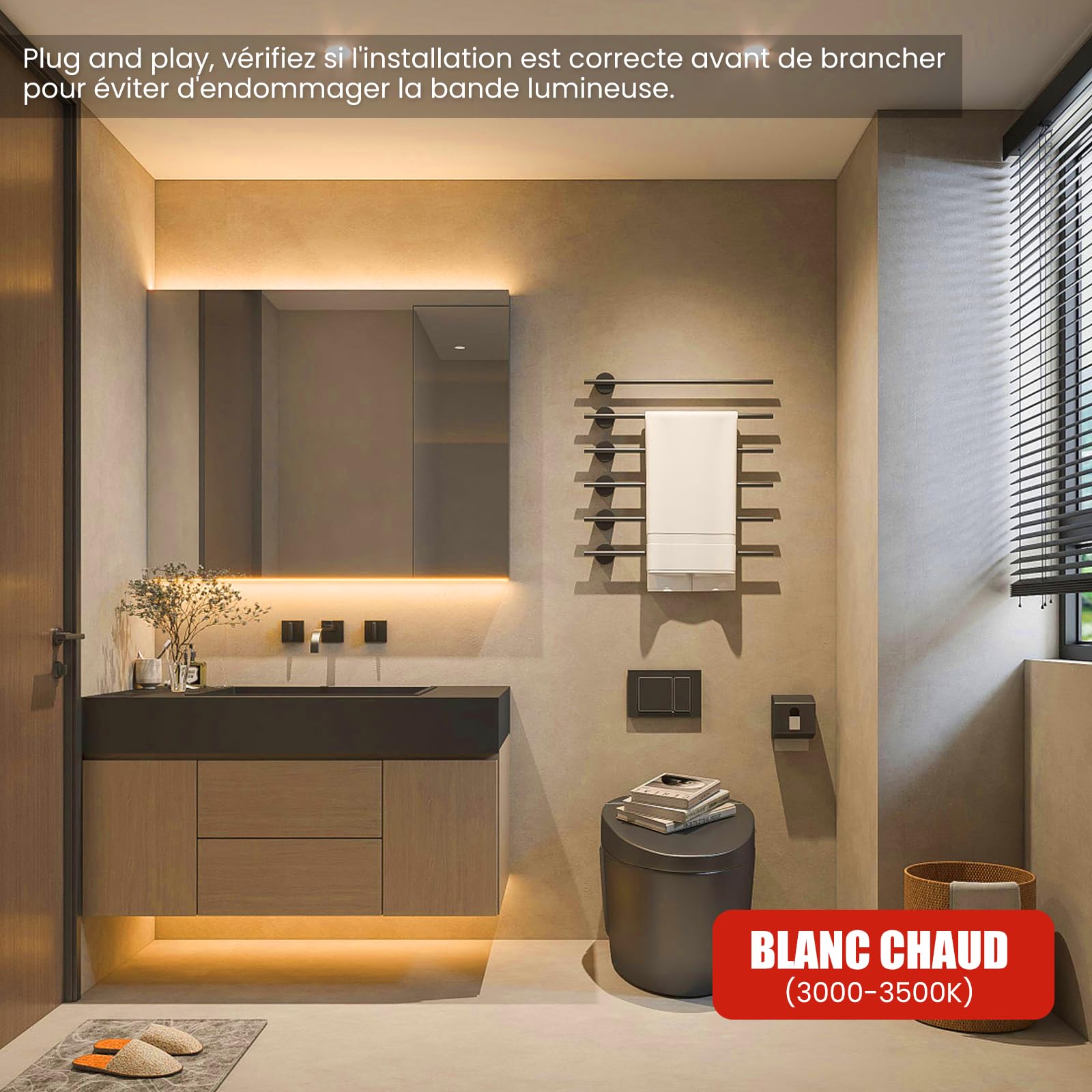 Bande LED COB Flexible 220V - 2 Mètres, 240 LEDs/m, IP65 étanche, Blanc Chaud 3000-3500K, Pour Décoration Intérieure Et Extérieure - 6