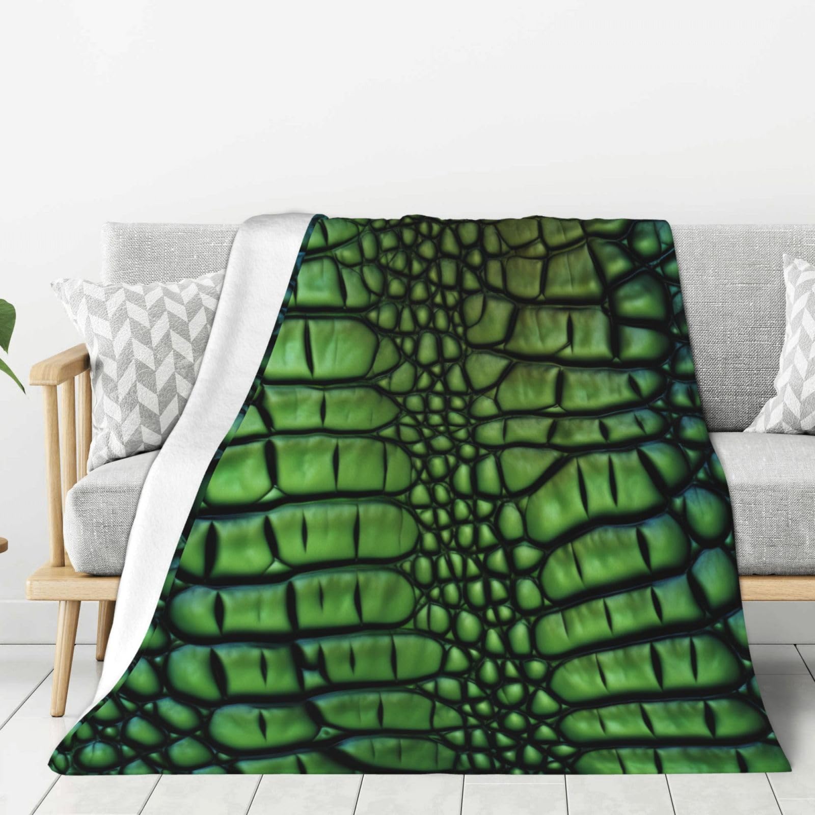 Couverture en flanelle motif alligator 152x203cm, jeté de lit léger et chaud toutes saisons