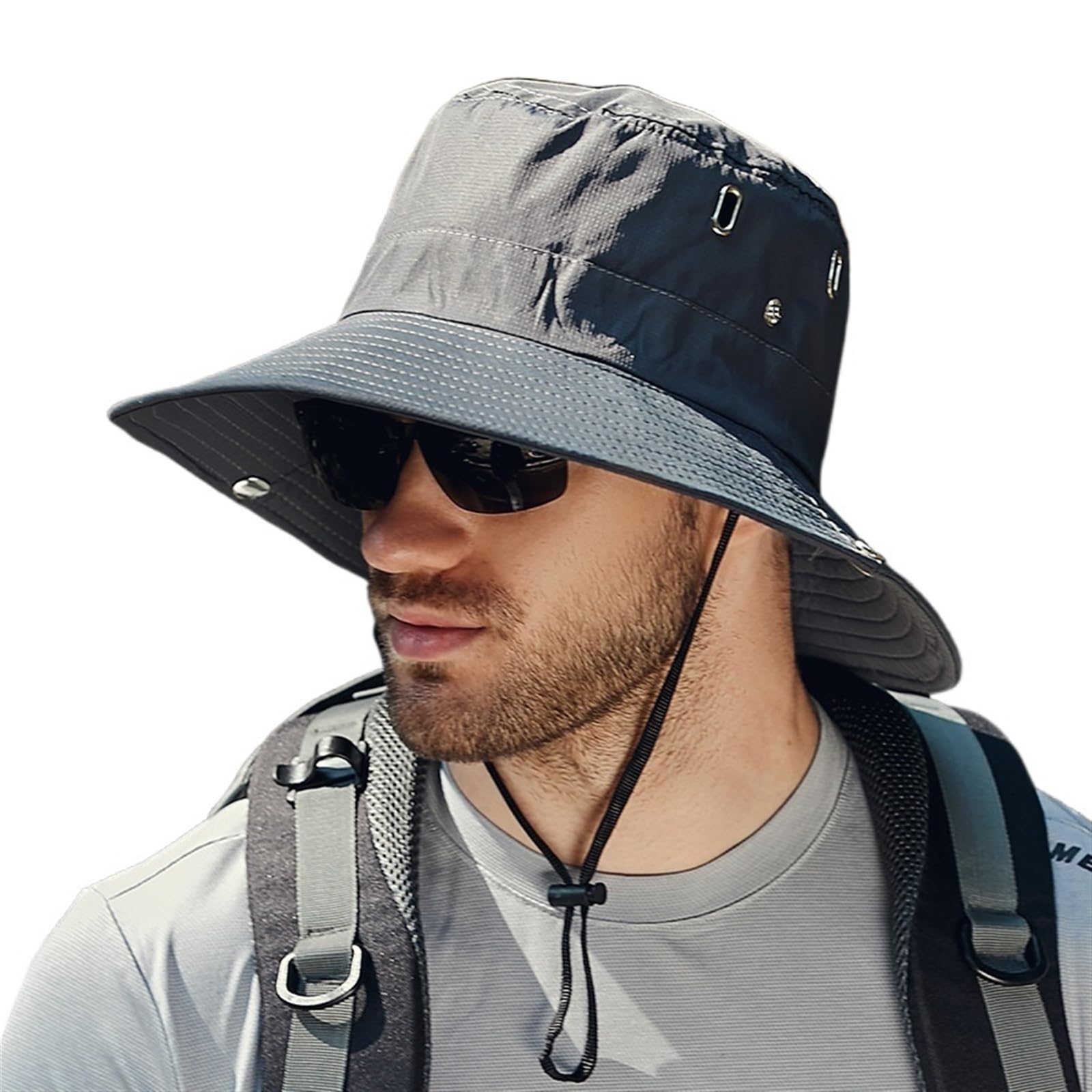 TRRYUIP Bucket Hat Summer Bucket Hat For Men Fisherman Cap Fishing Outdoor Sunshade Big Brim Sunscreen Riding Hiking Suncreen Sunhat(Dark grey)