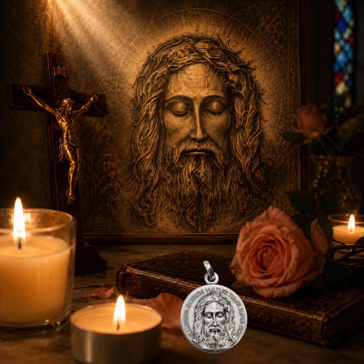 Médaille Sainte Visage en Argent Massif 925