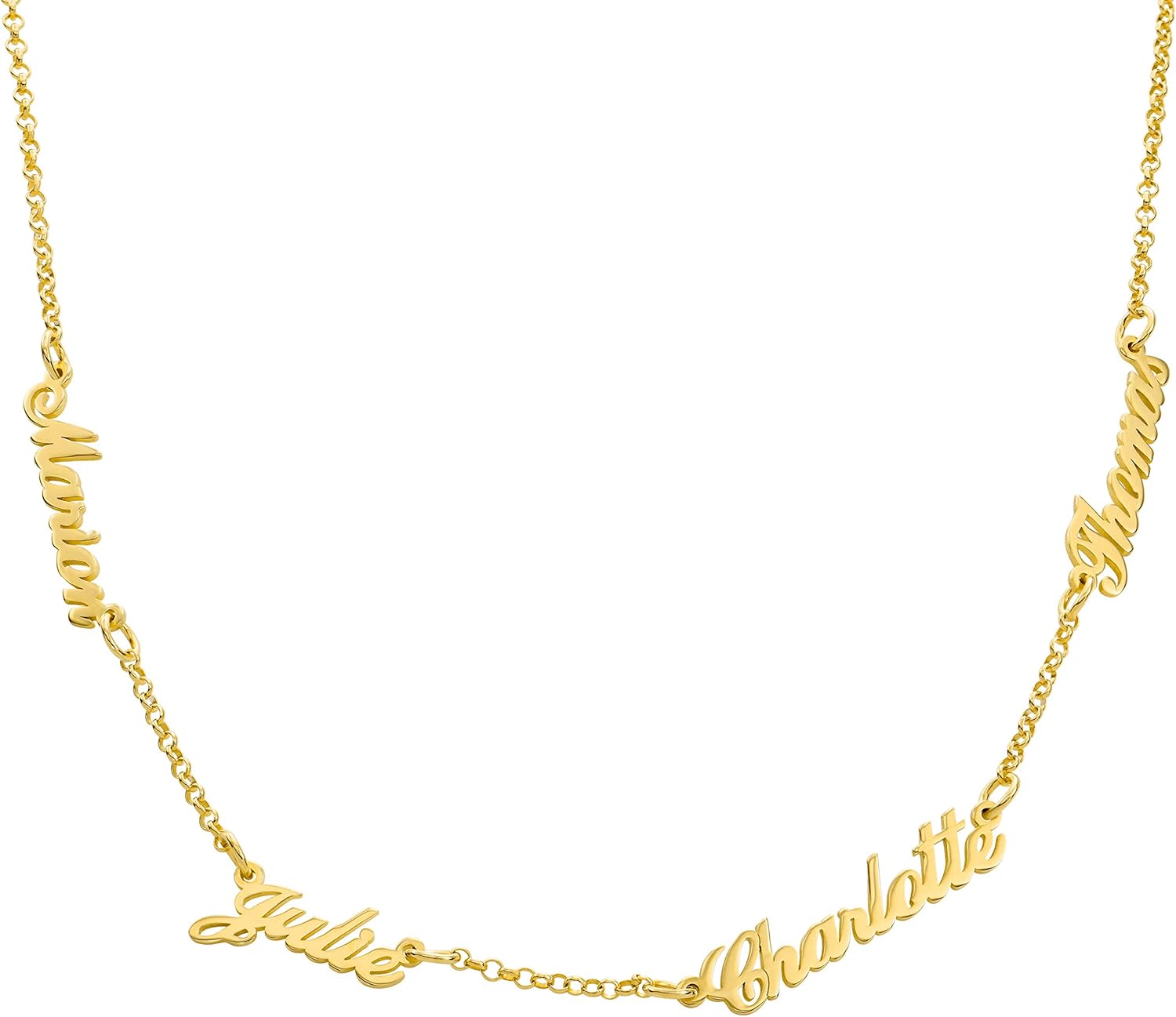 OAK & LUNA - Personalized Krysta Multiple Name Necklace with Diamond Option