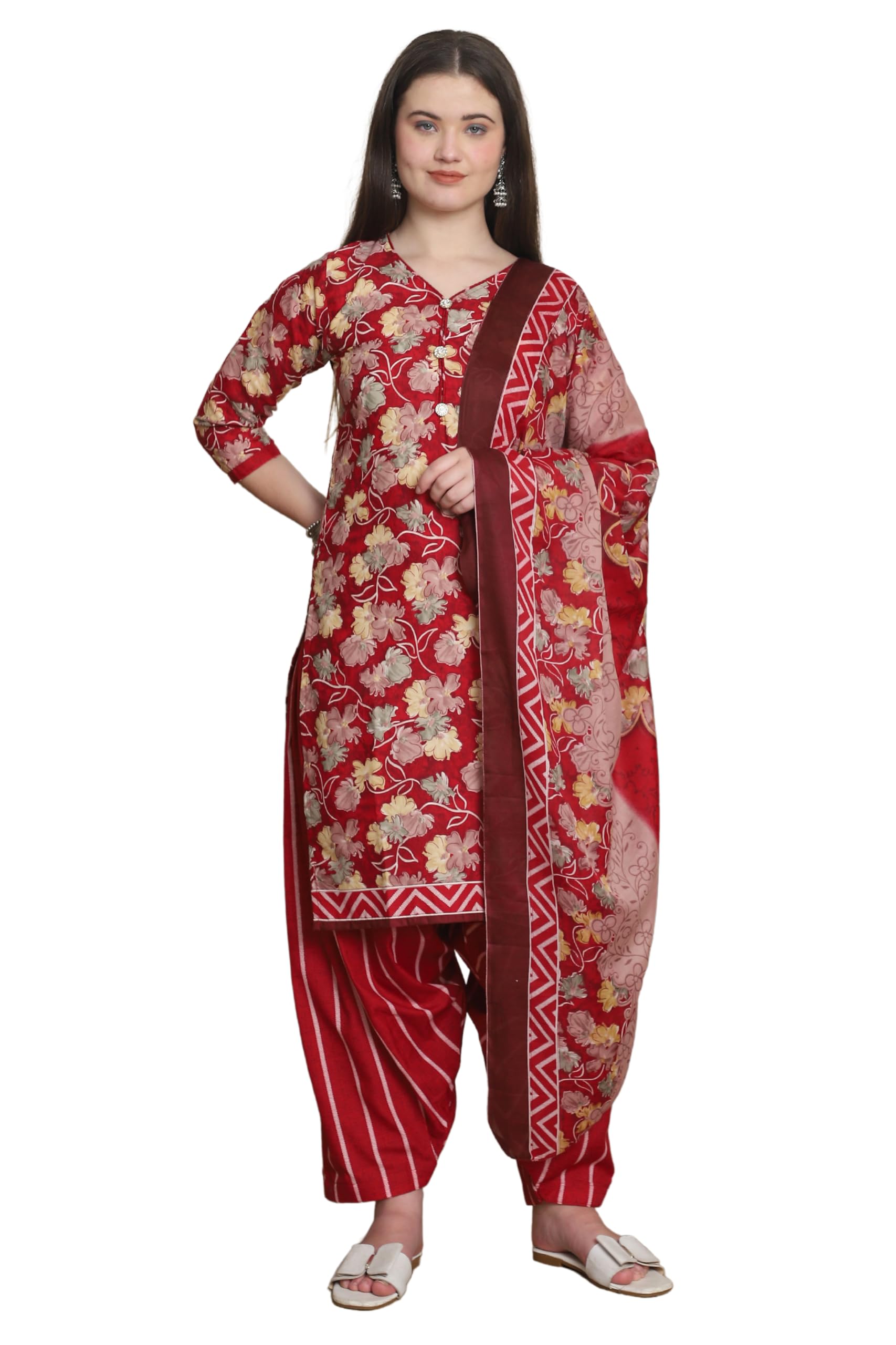 rajnandini Women Cotton blend Red Printed Ready to Wear Patiala Salwar Suit(Readymade_P_JOPLVSRW5217-P)-picture-10