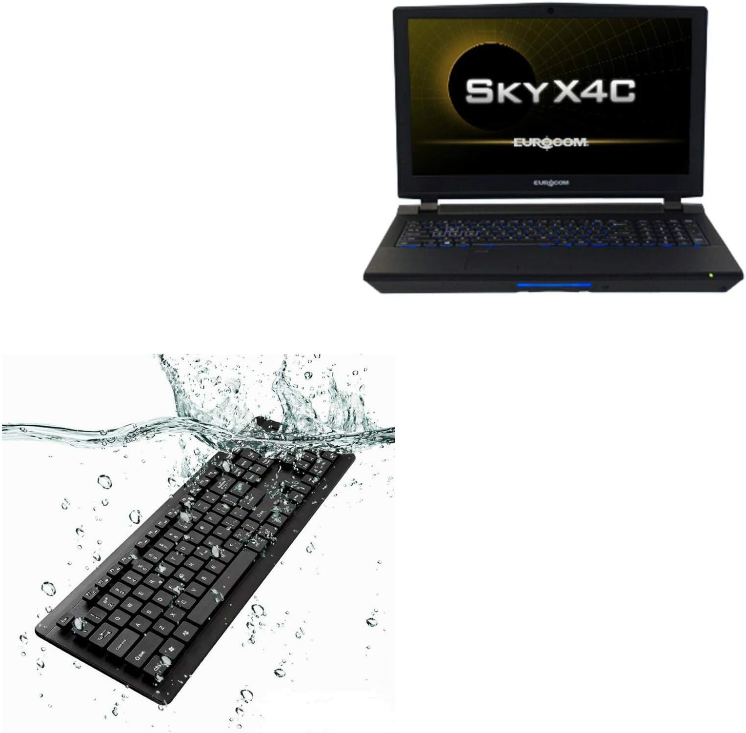 BoxWave Keyboard for Eurocom Sky X4C (Keyboard by BoxWave) - AquaProof USB Keyboard, Washable Waterproof Water Resistant USB Keyboard for Eurocom Sky X4C - Jet Black