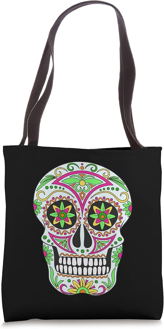 2021 Dia De Los Muertos Sugar Skull Spanish Day of Dead Tote Bag