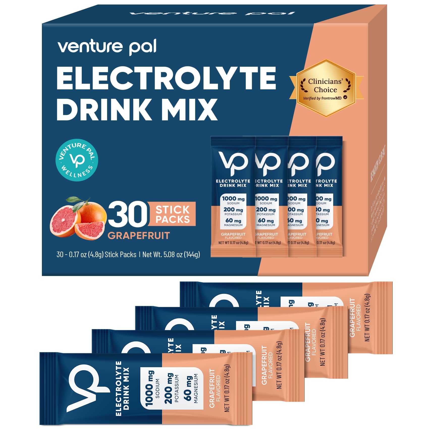 Venture Pal High Sodium Sugar Free Electrolytes Powder Packet, 30 Sticks — Amazon image 14