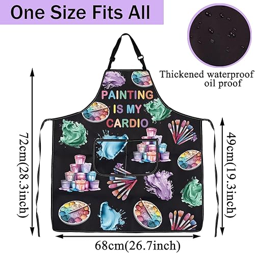 Miniatura 3 de CENWA Artista Pintura Es Mi Cardio Delantal de Arte Profesor Regalo Pinceles de Pintura Delantal Ajustable Para Amante del Arte Estudiante