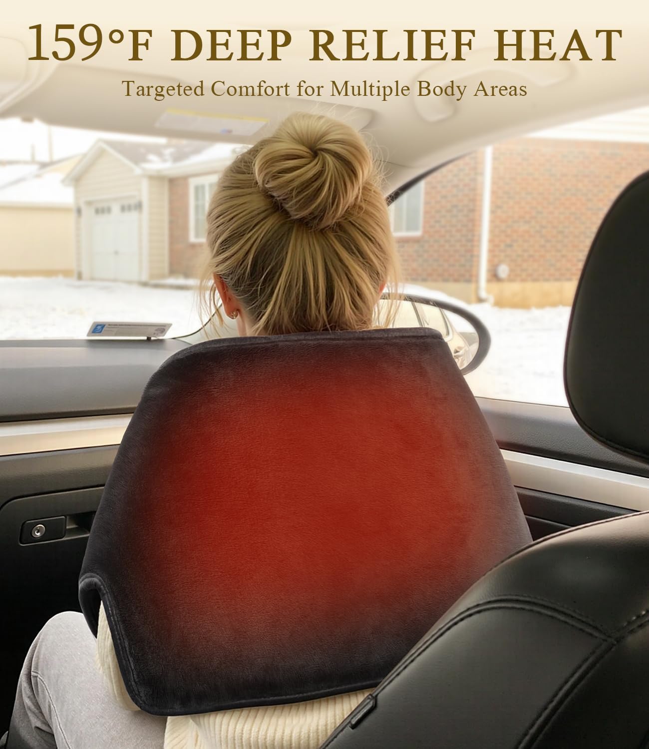 Car Heated Blanket for Truckers: 12/24V Extra Hot 159℉ Deep Heat for Back Muscle - 3S Fast Warm-Up Get Out of the Cab Without Hobbling After All-Day Long Drives – 4H Auto Shut-Off & Washable