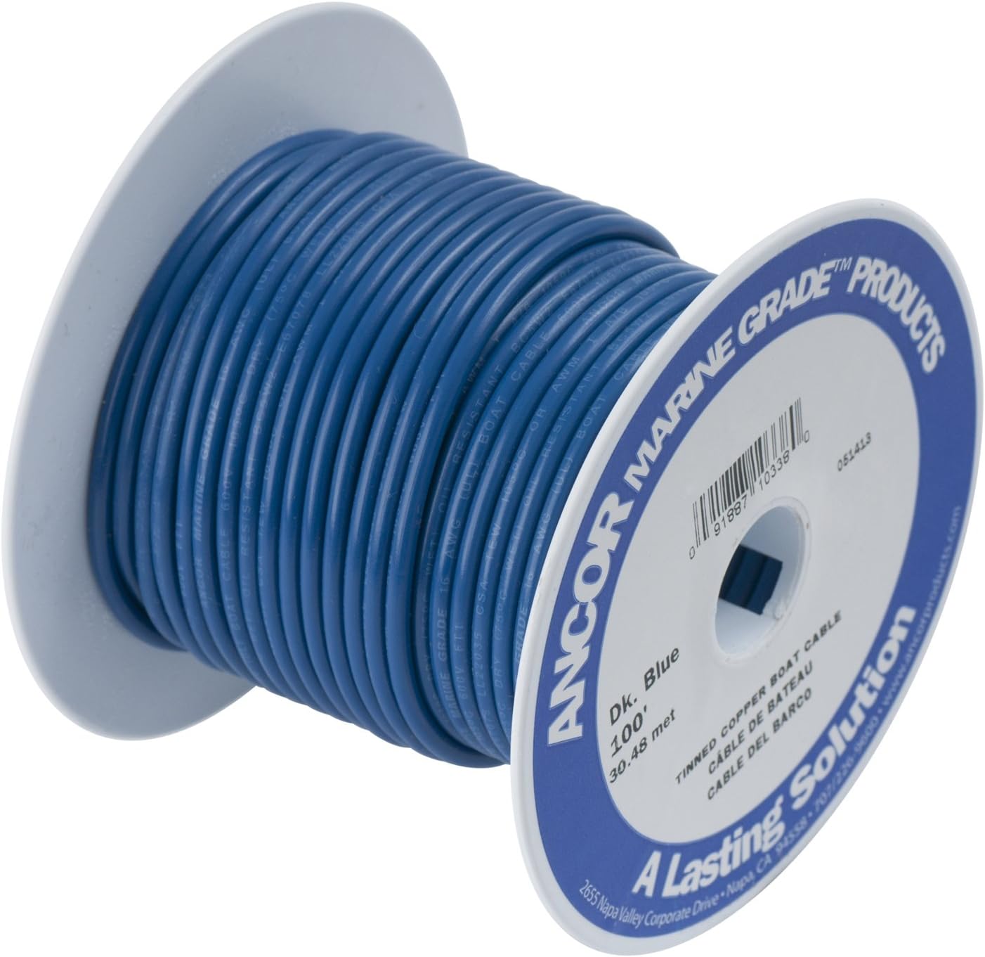 Ancor 182103 Marine Grade Electrical Primary Tinned Copper Boat Wiring (16-Gauge, Dark Blue, 25-Feet)
