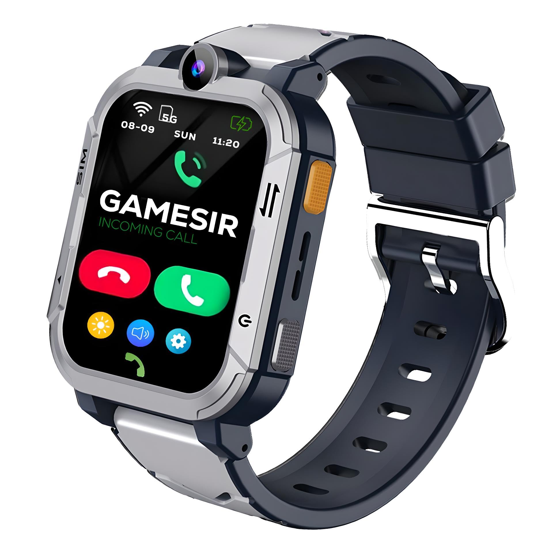 GameSir Musk 5G 5G/4G Kids Smart Watch with GPS Tracker, SIM Calling, Face Unlock, Video Calls, SOS Alerts, IP67 Waterproof, 800mAh Battery, Voice Chat, Live Location (Grey)